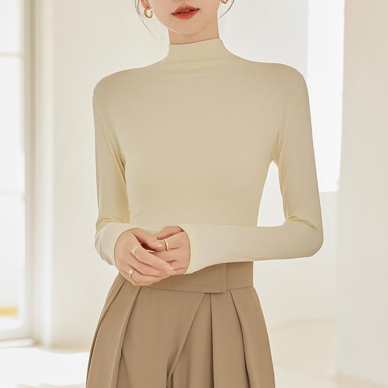 

Женская осенне-зимняя водолазка, свитер, майка, футболки с длинными рукавами, топы, блузка для женщин, офисная одежда L бежевый