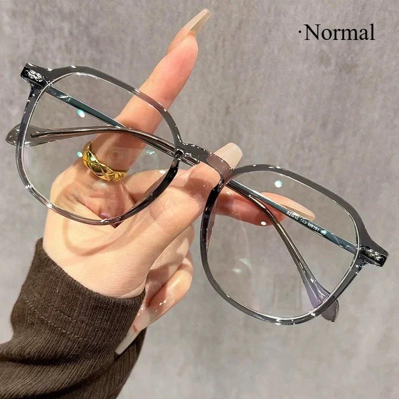 Unisex Large Frame Pochromic Reading Glasses Men Women Vintage Color Changing Glasses Retro Square Anti-UV Far Sight Eyewear