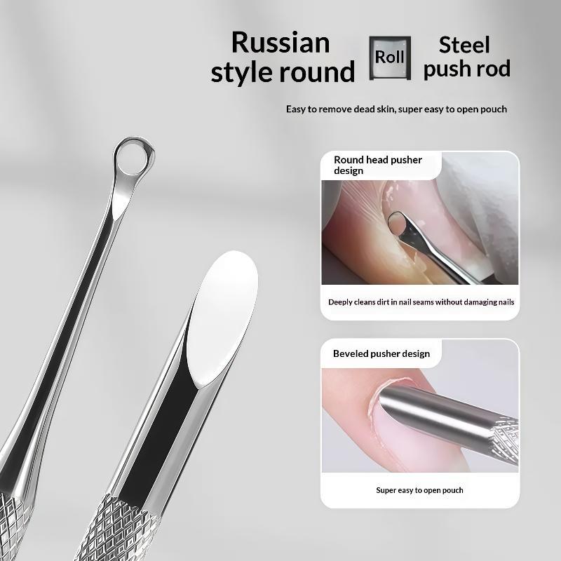 1/4PCS Double-ended Cuticle Remover Manicure Tool Stainless Steel Bevelled Stick for Home DIY Nail Art Use