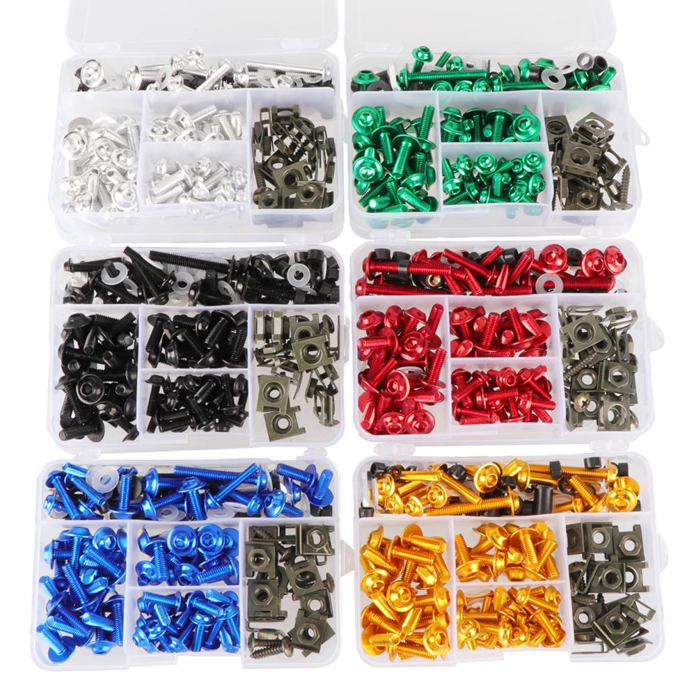 177pcs/Box Screws Aluminum Windscreen Screws Colorful Fasteners Screws Set Motorcycle Fairing Bolt Kit Motorcycle Modified Parts
