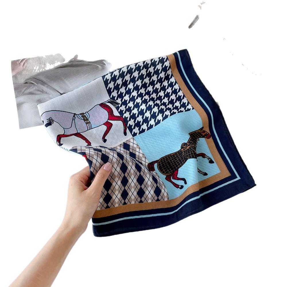 65 Cotton And Linen Silk Scarf Fashion Pony Printing Square Scarf Simple Scarf Women'S Neck Protection Professional Decoration Scarf Women