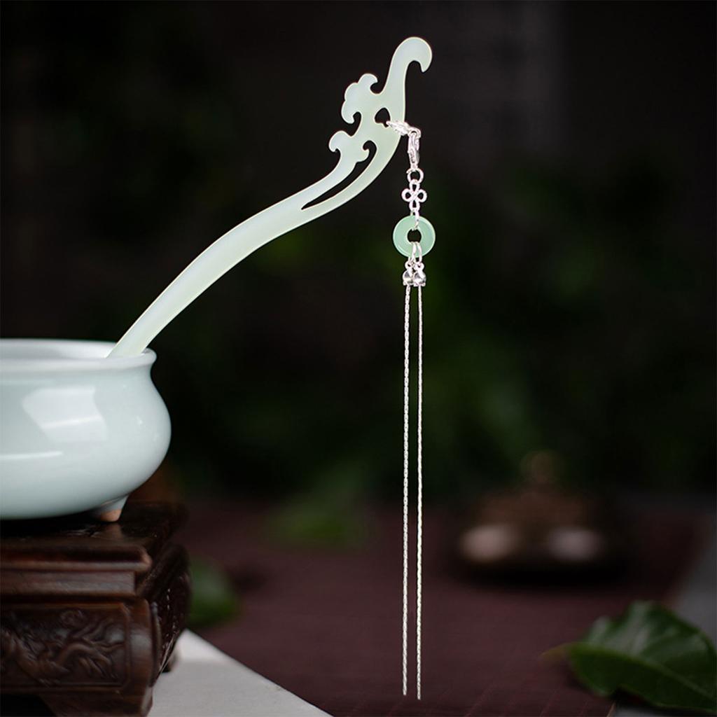 Green/White Acetic Acid Hair Sticks Forks Retro Chinese Style Hair Pin Beads Tassel Hair Clip Women Girls Hair Bun Maker Jewelry