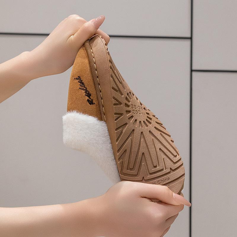 Suede cotton slippers autumn and winter 2025 new home indoor plush warm fluffy slippers winter