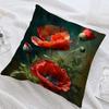 Double Sided Vintage Red Poppy Flower Pillow Cover Oil Painting Floral Print Soft Throw Pillow Case For Home Decor Gift