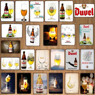 YZFQ Birra Belga Duvel Latta Metallo Segni Targa Vintage Musica Bar Ristorante Casa Man Cave Decorazione Adesivi Murali DU-7713B