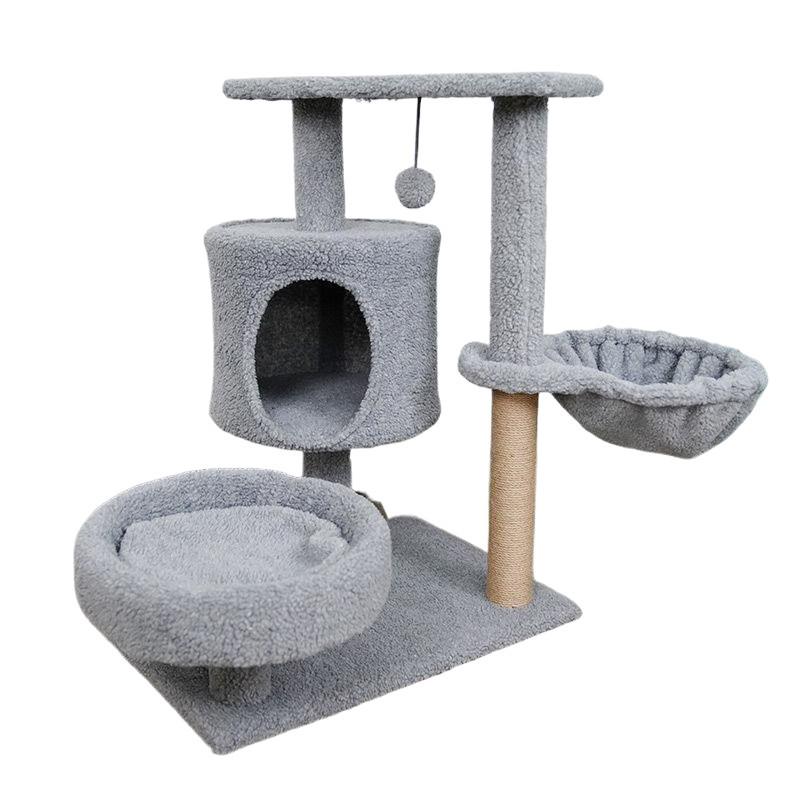 Solid Wood Cat Tree with Bed, Scratching Post, and Bubble Perch for Kittens