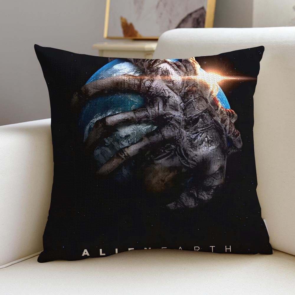SciFi AAlien EarthS Cushion Cover Breathable and skinfriendly linen pillowcase square removable and washable cushion 30X30cm