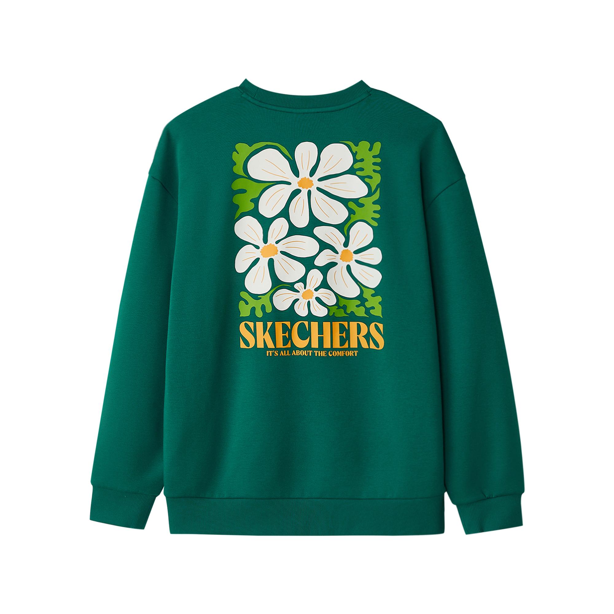 Skechers Fleece Lined Warm Sports Casual Commuter Fashion Comfortable Soft Crew Neck Pullover Sweatshirt Unisex sweatshirt Dark-Green L424U315-001Z S