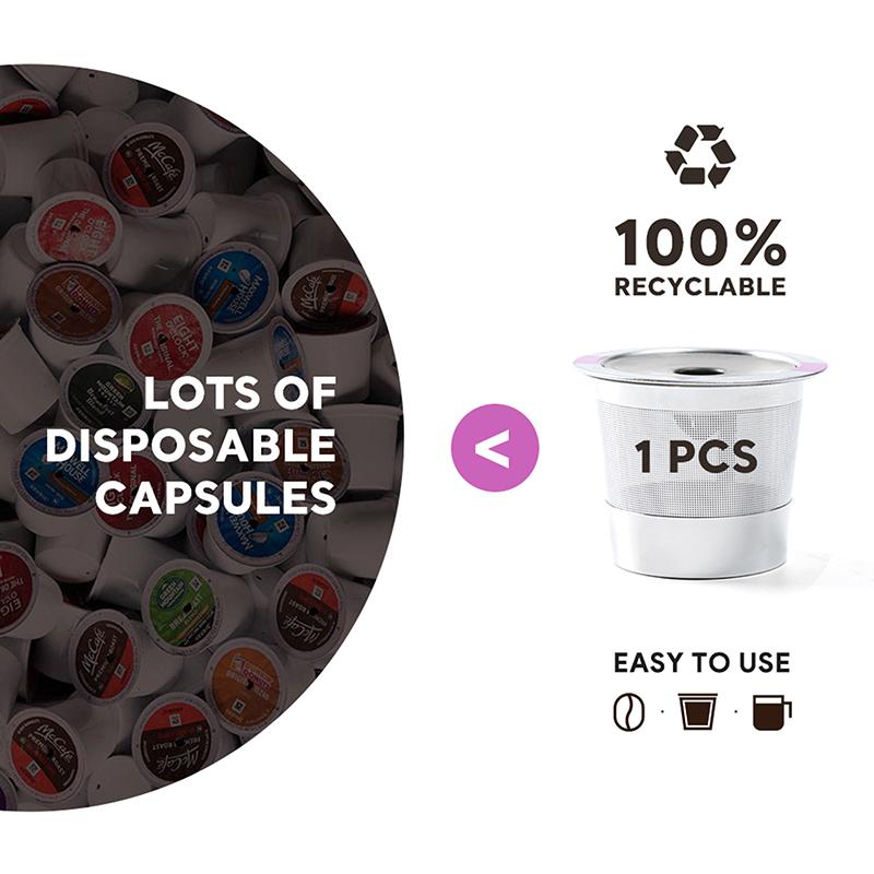 Opakovaně použitelné K-Cups kávové kapsle Univerzální nerezové K-Cups pro kávovary Keurig 2.0 a 1.0 Stroj na přípravu kávy