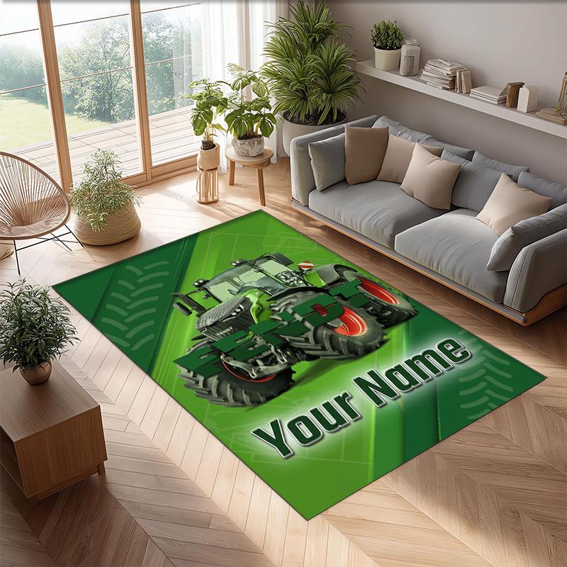 Fendt Crystal Velvet Rug, Custom Name Text Personalized Non‑Slip Floor Mat for Home Decor Gift