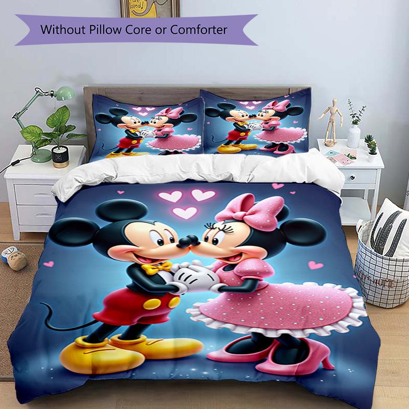 Mickey Minnie Romance Print 3Pcs Bedding Setduvet Cover With 2 Bedropillowcase Home Birthday Gift