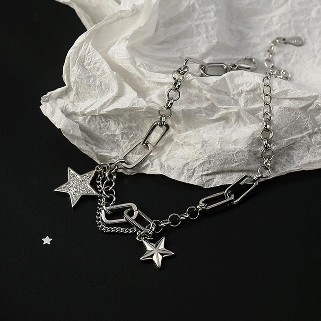 Ins Cold Wind Hip-hop Trend Simple Bracelet Shiny Star Copper Bracelet Pentagram Cool Girl Temperament Fashion Jewelry