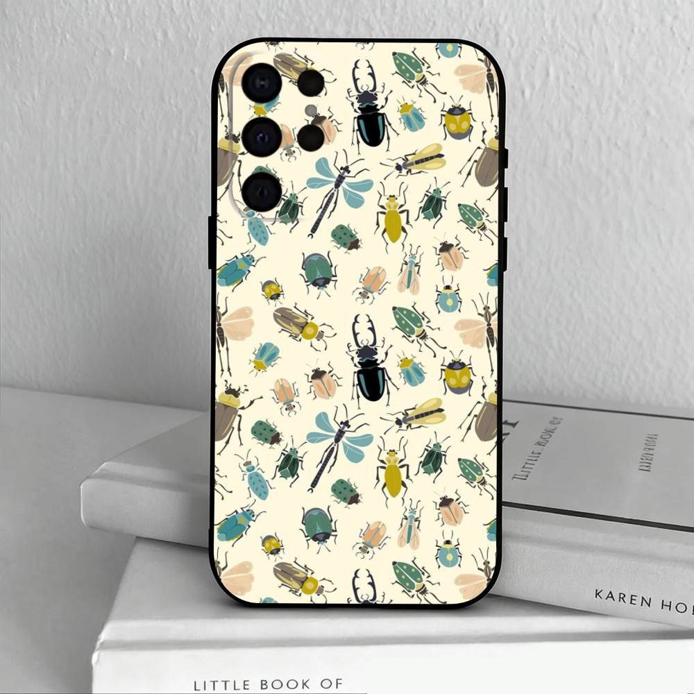 I-Insekten und B-Käfer Handyhülle für Samsung S25,S24,S21,S22,S23,S30,Ultra,S20,Plus,Andere Weiche Schwarze Hülle