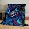 Guitars, cassettes, sneakers, and boomboxes in a colorful retro style. for all seasons blanket lunch break throw gift