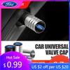 Car Sticker Hot For Ford New 4Pcs 3D Aluminum Alloy Car Wheel Tire Air Valve Dust Caps For Ford MAX Ranger Focus Fiesta Mondeo K