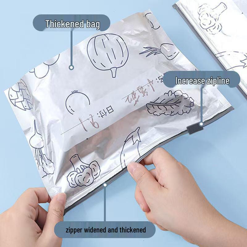 Sealable Japanese Titanium Foil Fresh-Keeping Bags: Odor-Proof, Food-Grade for Refrigerator/Freezer