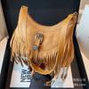 Niche tassel underarm bag women's 2025 new popular high-end fashion retro shoulder bag commuter messenger bag