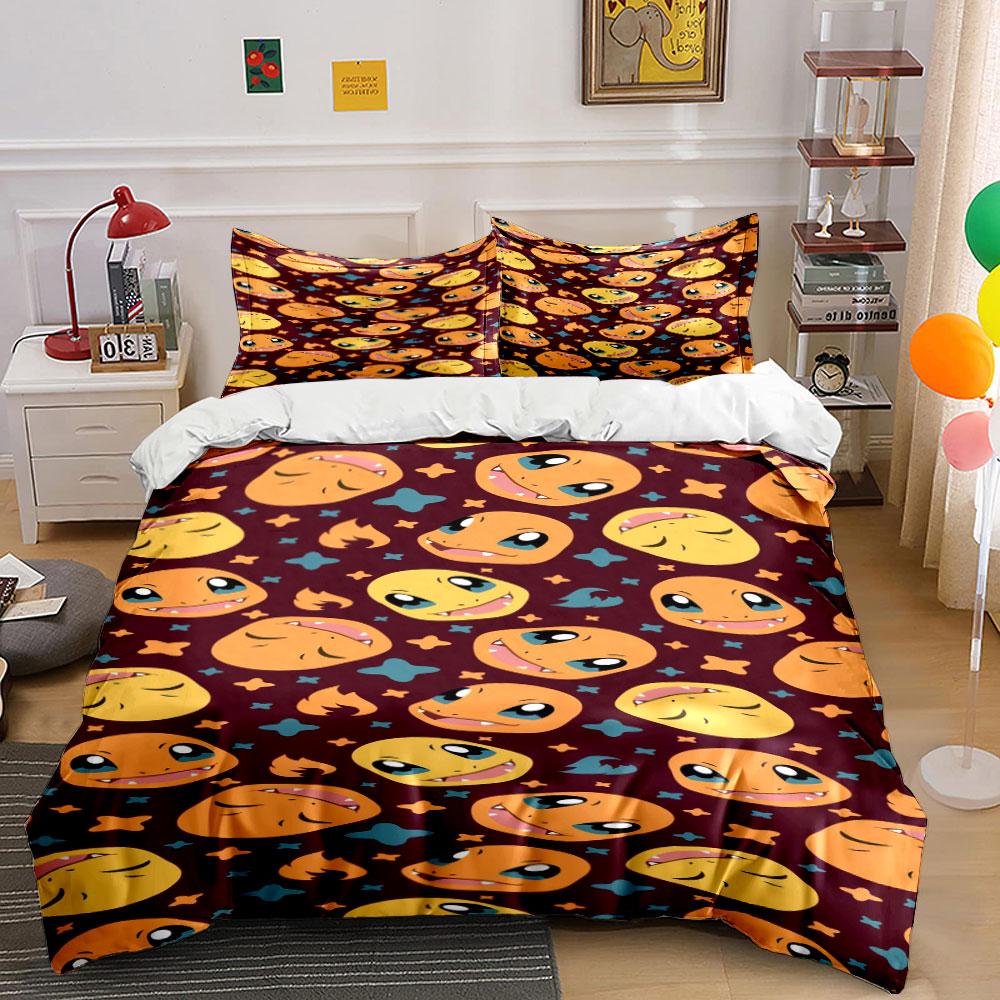 Orange Faces, Blue Stars. Bedding Sets Duvet Cover Sets Duvet Covers Pillowcases(1 * Duvet Cover 2 * Pillowcases, Without Duvet Insert)