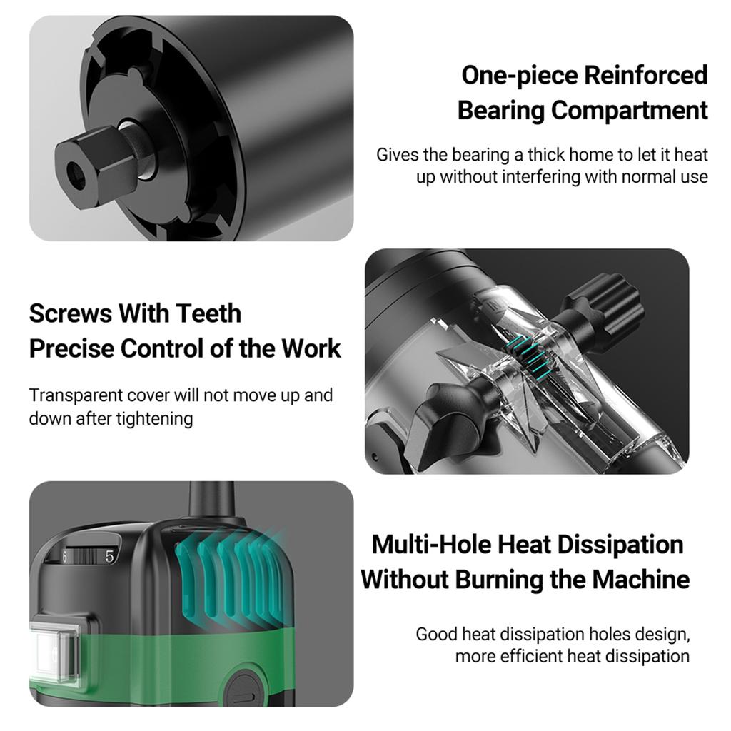 Wood Router Tool Electric Hand Trimmer Laminate Milling Engraving Hand Machine Joiner Cutting Palmming Tool 30000RPM 800W Slotting Carving 6.35mm Coll