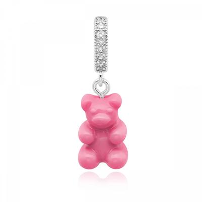         Nostalgia Bear Candy Pink Pave Connector Silver                           
