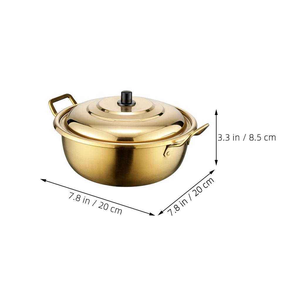 Stainless Steel Soup Pot Korean Ramen Noodle Saucepan Pots for Cooking with Cover