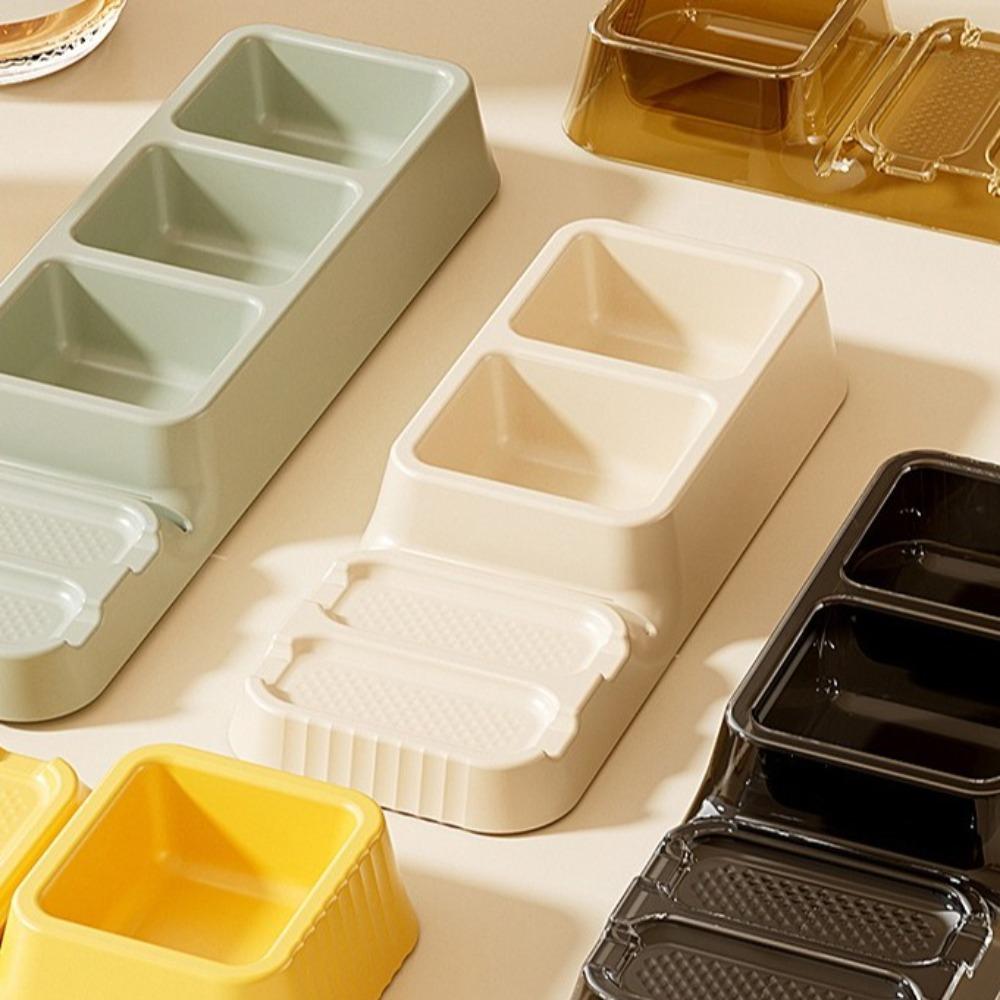 4PCS Square Hot Pot Dipping Bowl Plastic Sauce Separate Grid Plate Seasoning Dish  Hotel