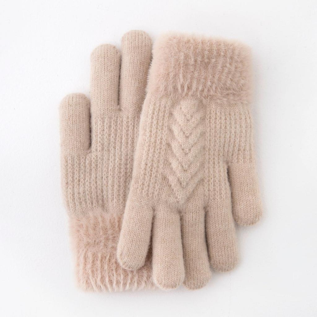 Kids Windproof Thermal Gloves for Boy Girl  Double-LayerThickened with Plush Solid Color Warmest Winter Mittens for Children