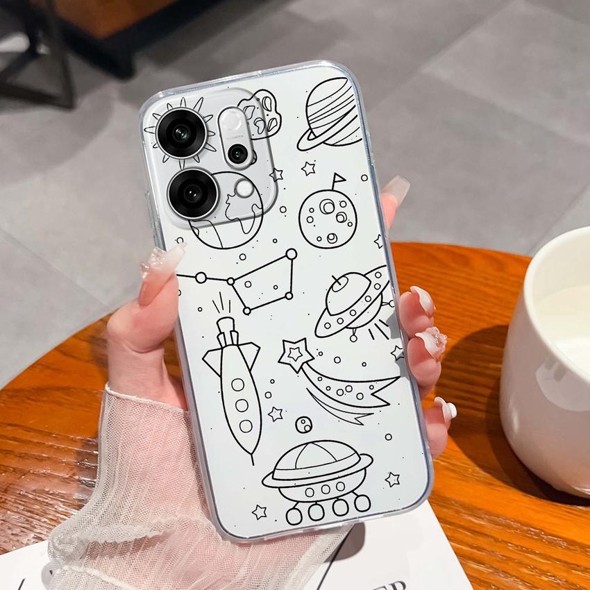 For Oppo Reno14 Pro Realme C71 C75 C75x Ultra Thin Clear Phone Case Cute Panda Pattern Dustproof Protection Soft Transparent Back Cover For Oppo Shell