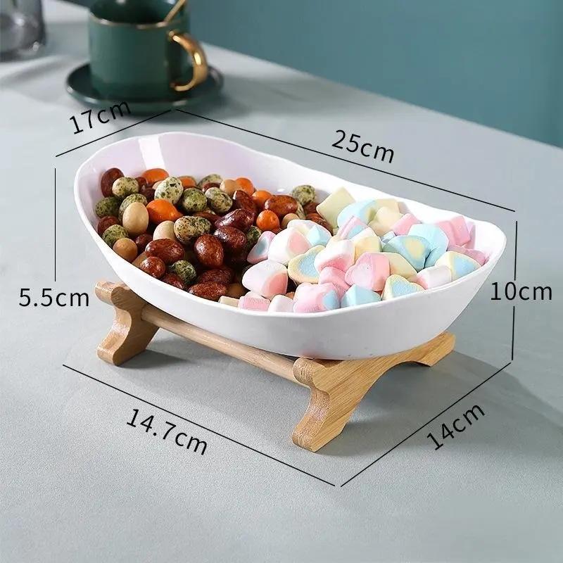 Fruit Plates Table Plates For Serving Plates Dinnerware Wooden Partitioned Candy Cake Stand Bowl Food Fruit Plates Set Tableware