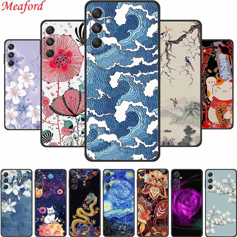 For Samsung Galaxy A16 5G Case 3D Emboss Black Silicone Soft Back Cover Case For Samsung C55 M55 M35 A35 M34 A15 A25 S24 FE Case