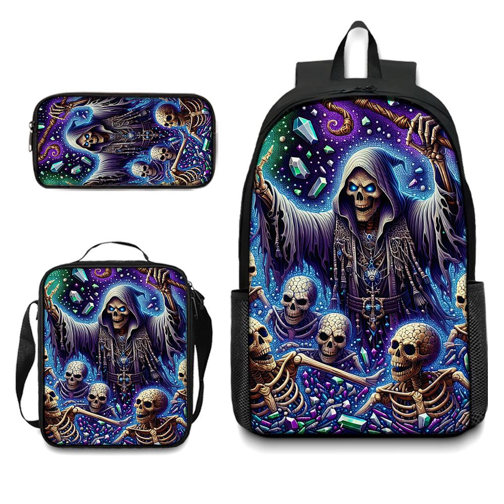 Peripheral backpack, skull schoolbag, student backpack pencil case
