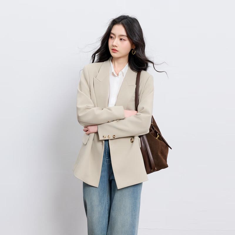 Sancai 2026 Spring Casual Double-Breasted Blazer