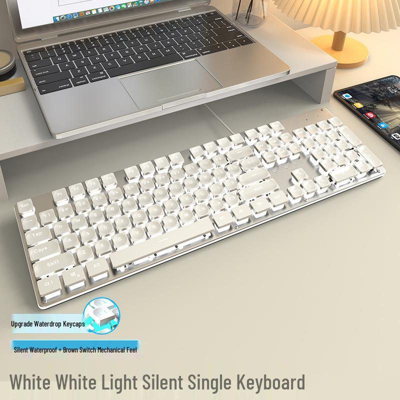 Pioneer Silent Mechanical-Feel Keyboard and Mouse Set for Girls - Wired for Office and Gaming