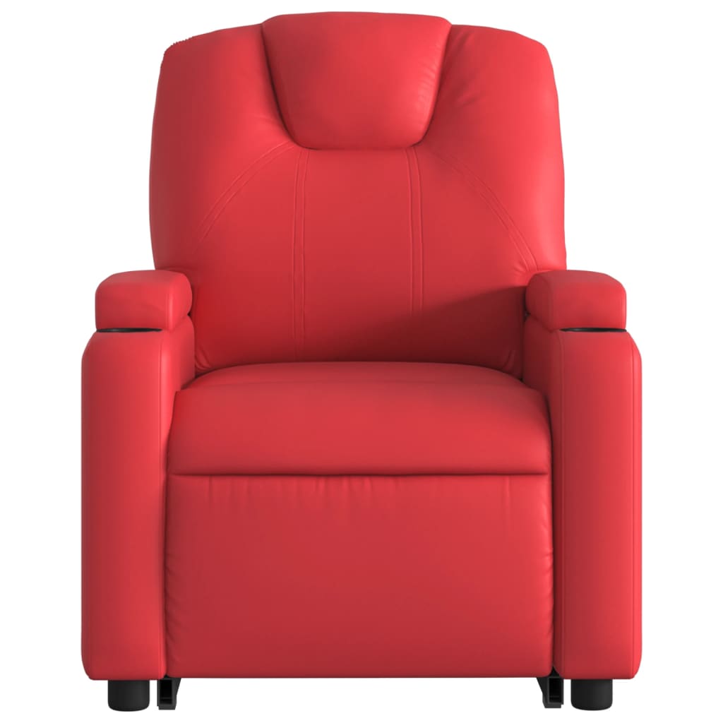 Massage Recliner with Rising Assistance Red Artificial Leather