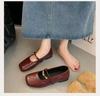Flat-soled Mary Jane Shoes Women's 2026 New Single Shoes Spring French Shallow Mouth Retro Soft-soled Leather Shoes Ballet Shoes