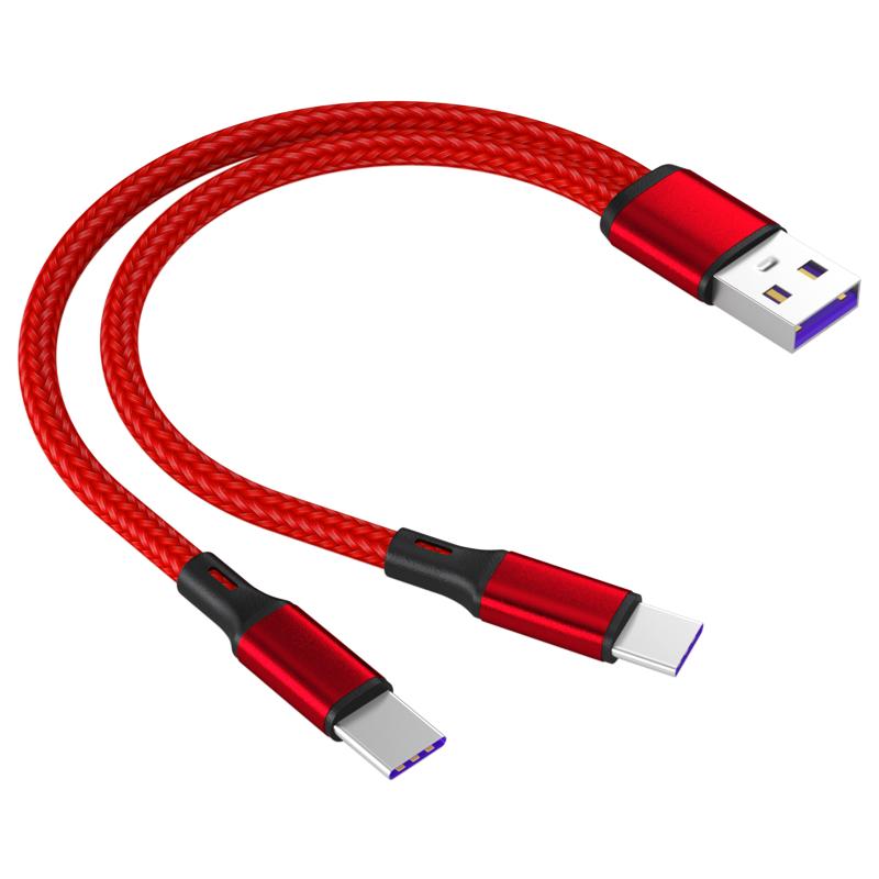 1m 2-in-1 Data Cable Type C Micro Fast Charging Cable Y Splitter 5A Fast Charging Cable for Samsung Huawei Xiaomi Wire Cords