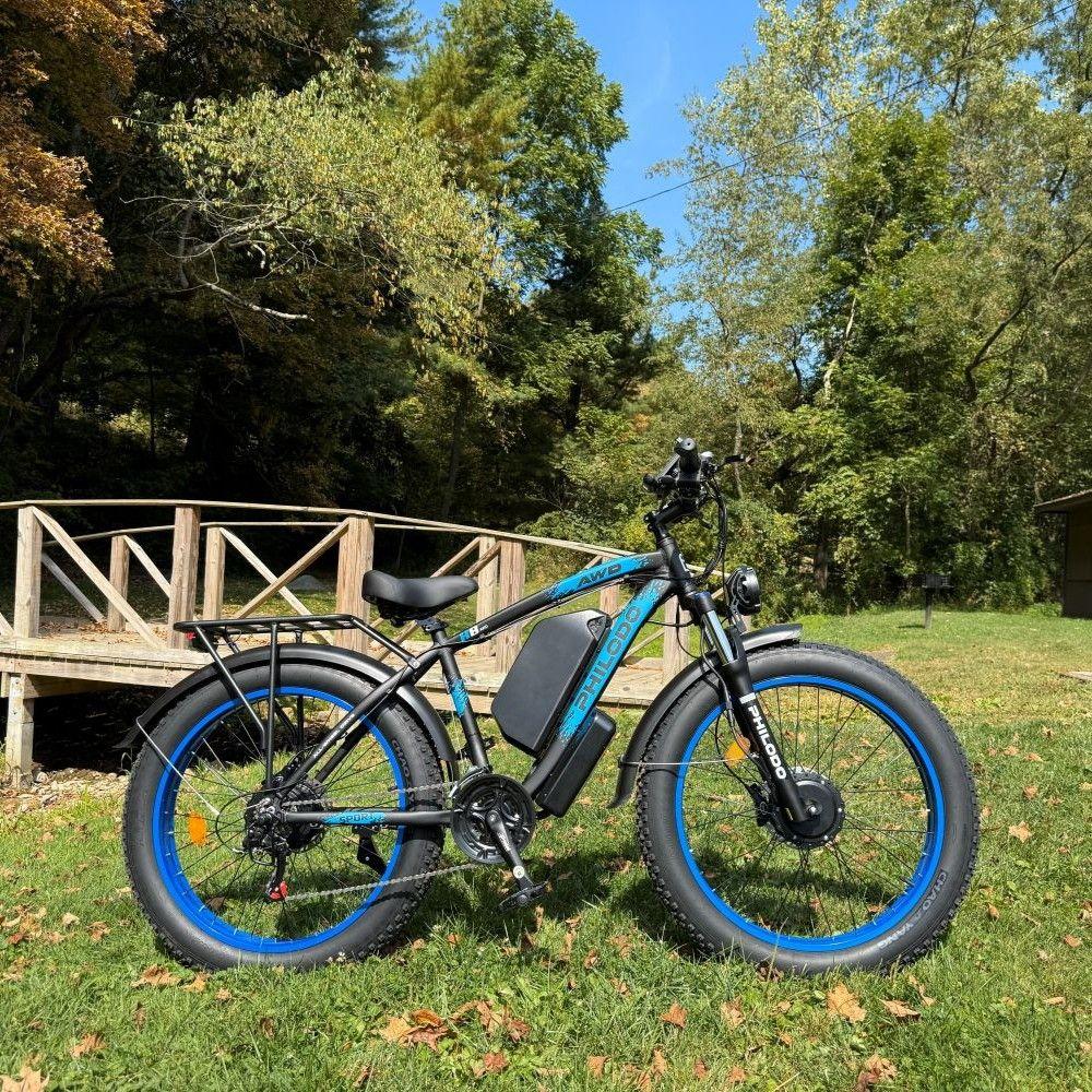 Bicicleta eléctrica PHILODO H8, motor de 3000W, batería de 48V 26Ah, velocidad máxima 56 km/h, autonomía de 100 km, neumáticos de 26x4.0 pulgadas