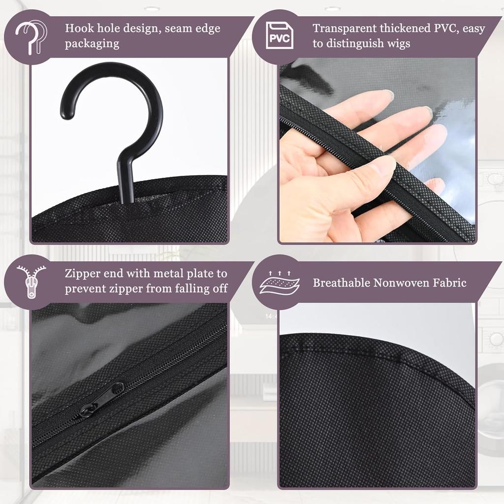 Plussign Wig Storage Bag With Hanger Holder Case Wigs Pouch Water Dust-Proof Organizer Protect For Professional Hair Extensions