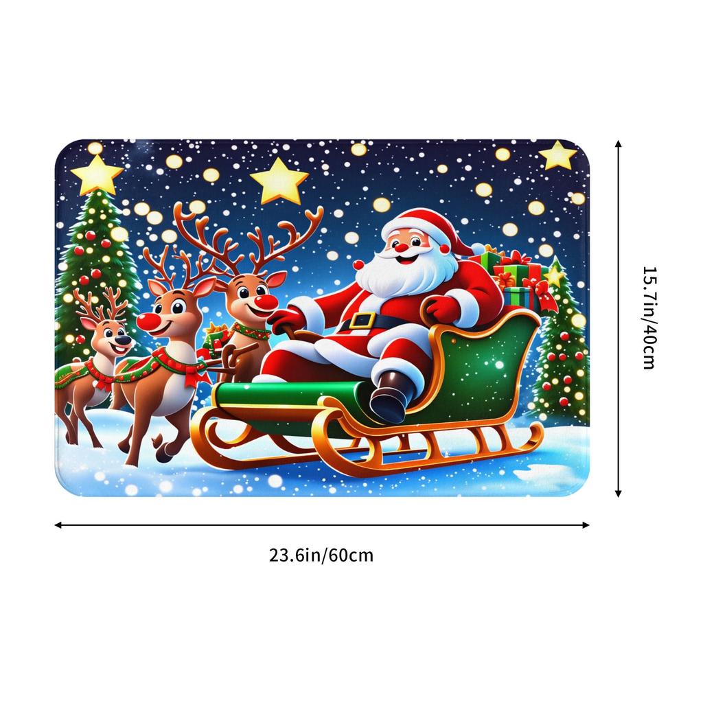 Funny Santa Claus And Elk Doormat Anti-Slip Entrance Kitchen Bath Door Floor Mats  Bedroom Balcony Carpet Rug