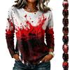 Women's Casual Long Sleeve Halloween Print Top, Round Neck Blouse for Fall Daily Wear