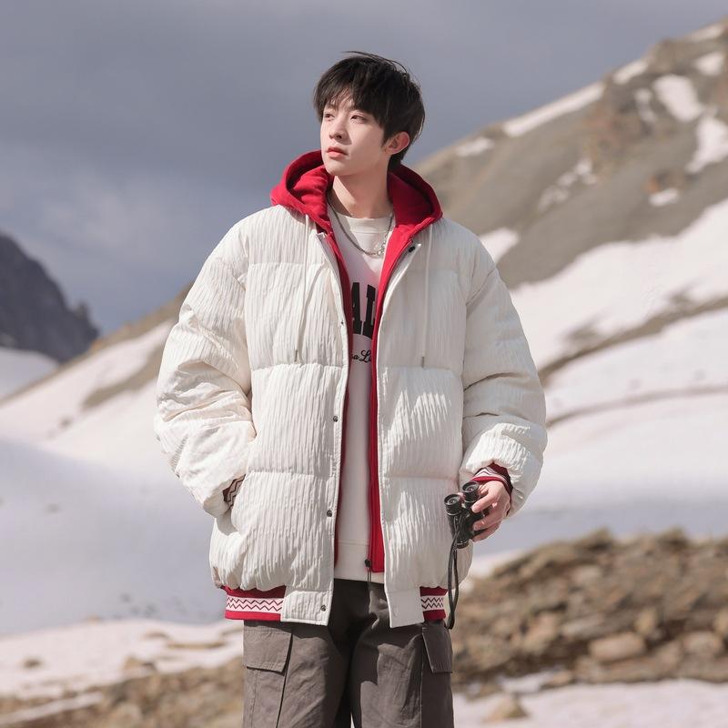 Fashionable and trendy fake two-piece versatile 90 white duck down jacket for men and women, youth casual warm jacket