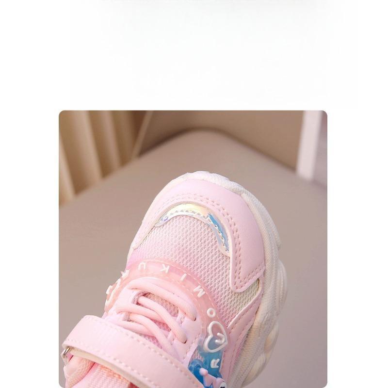 Spring and Autumn Princess Shoes Girls Super Soft Sneakers Children's Mesh Shoes Foreign Style Lighting Soft Sole Running Shoes Trendy