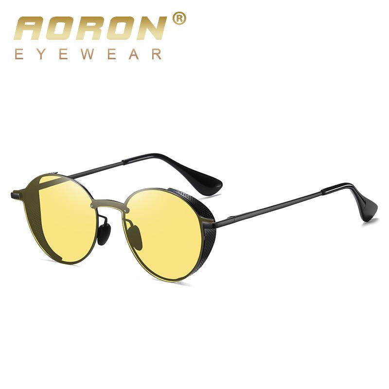 aoron Round Frame Cross-border Sunglasses Men's Metal Polarized Fashion Sunglasses