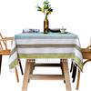 Striped Tassel Dustproof Tablecloth Kitchen Meal Cotton And Linen Lace Tablecloth Tablecloth Tablecloth Decorative Cloth
