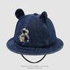 Cartoon Bear Denim Childrens Fisherman Cap With Windproof Design Perfect For Summer Outings