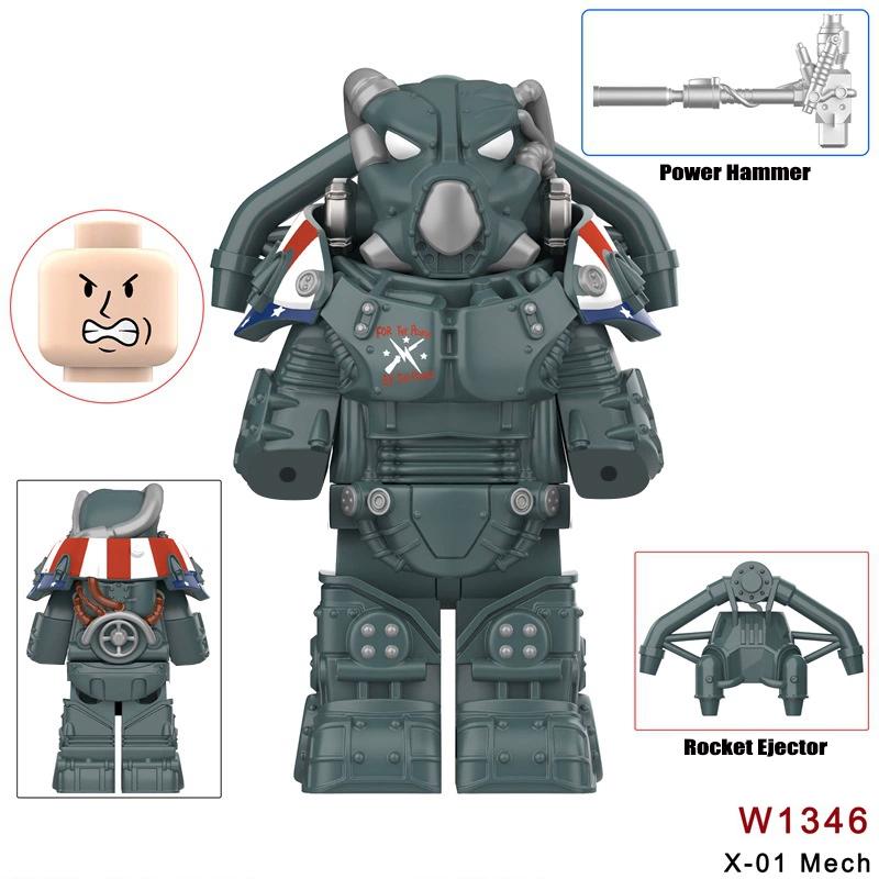 Neueste Bos Game T60 Power Rüstung Armee Offiziere Soldaten Figur Maschinengewehr Modell Bausteine Kinderspielzeug Geschenke Junge Mädchen Juguetes