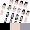 Cool French Black Wearing Nail Piece Finished Flash Cross Nail Piece 3D Water Ripple Fake Nail