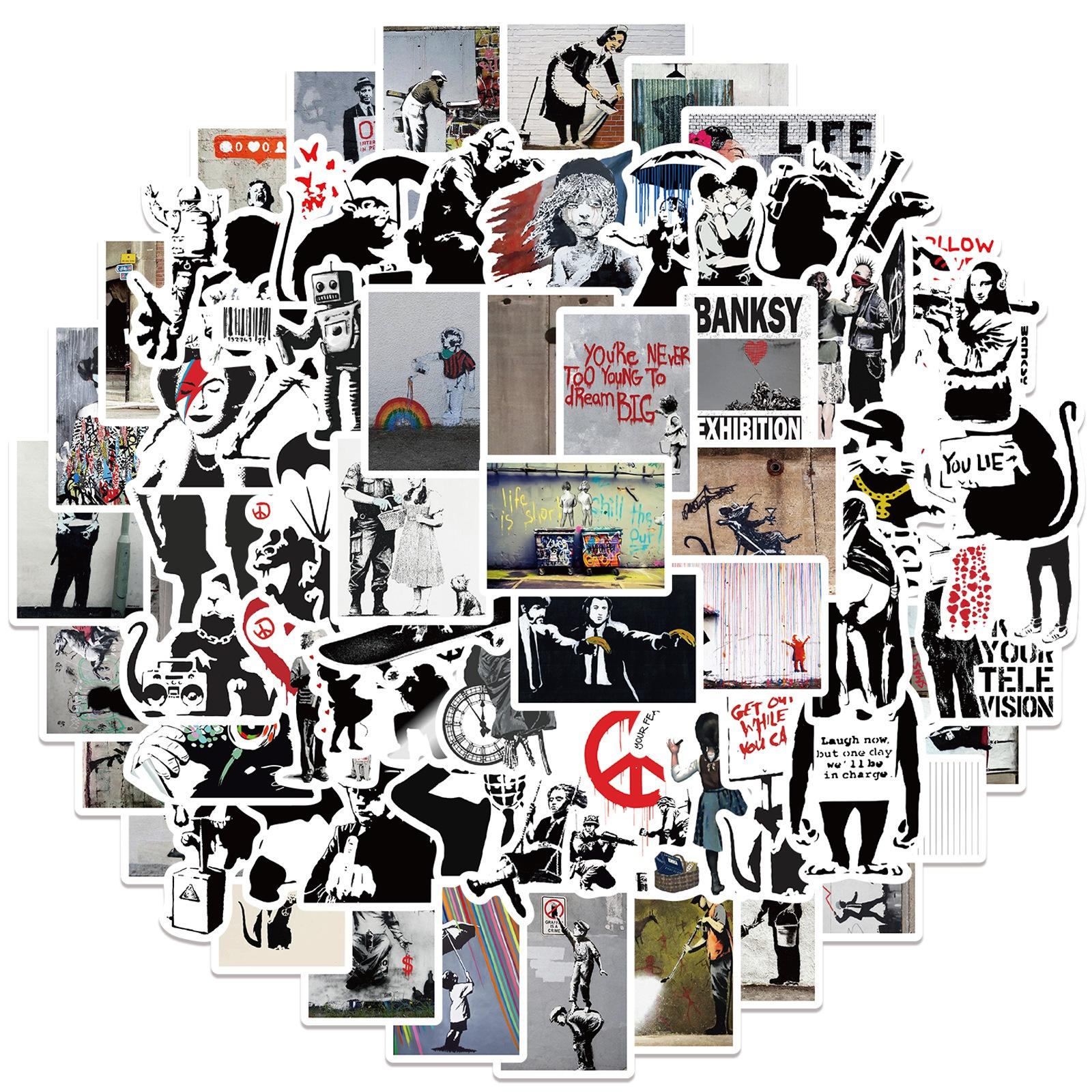 10/50pcs Banksy Stickers banksy art graffiti Stickers for DIY Luggage Laptop Skateboard Motorcycle Bicycle Sticker 10pcs