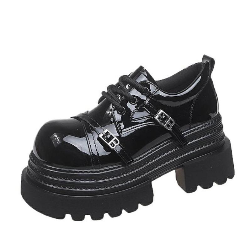 Fashion 8CM NEW Chunky Platform High Heels Women Spring Leather Ankle Buckle Mary Jane Shoes Woman Thick Heeled Pumps Lolita Shoes