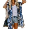 Tassle Ball Güneş Koruma Mayo Hırka Kadın Boho Yarım Kollu Baskılı Plaj Cover Up